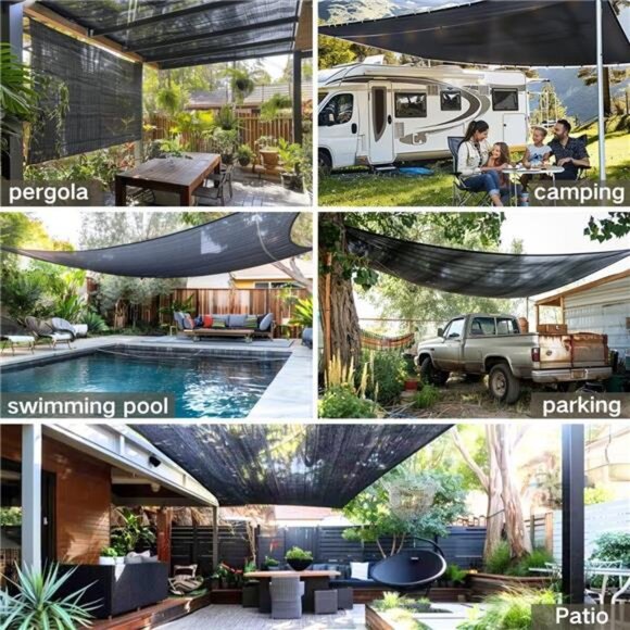 50% 6x10ft Shade Cloth with Grommets Garden Sun Mesh Sunblock UV Resistant Net - Picture 6 of 7